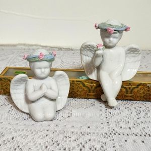 2 FOR $15 BUNDLE SALE! Angel figurines.Praying. Vintage porcelain cherub. decor.